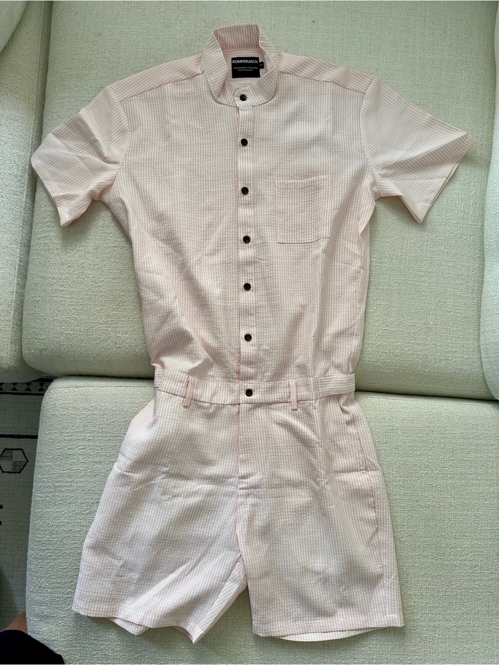 RomperJack Pink Seersucker Short Romper